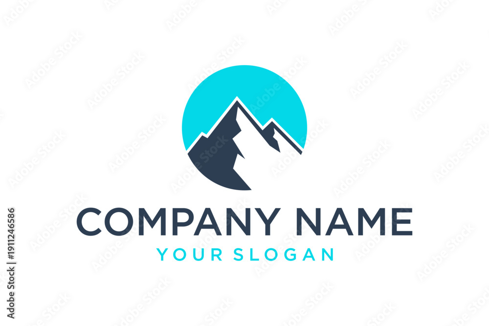 Fototapeta premium Minimalist Mountain Logo Design Template with Company Name and Slogan for Business Branding