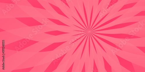 Candy color sunburst background. Abstract pink cream sunbeams design wallpaper. Colorful spinning lines for template, banner, poster, flyer. Sweet rotating cartoon swirl or whirlpool. Vector backdrop