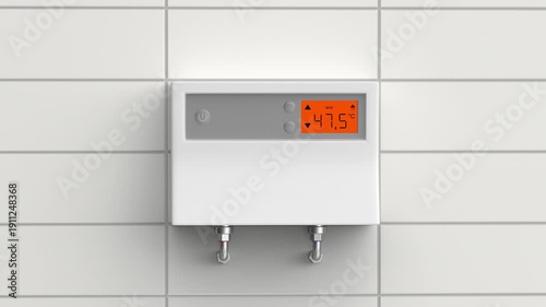 Wallpaper Mural White electric tankless water heater mounted on a tiled wall Torontodigital.ca