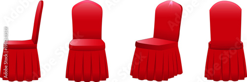 wedding red chair with a red skirt