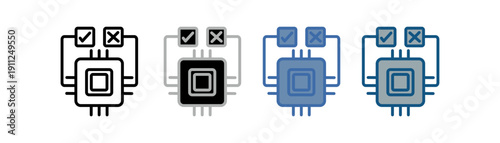 
ai tech icon set multiple style collection with chip, plus sign and check mark design