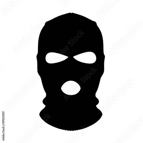 Black Balaclava Ski Mask, Depicting Anonymity and Winter Protection on an Isolated White Background