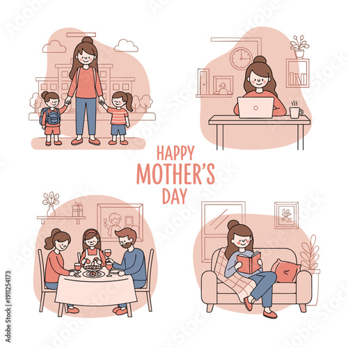 Mother and Children Celebrating Mothers Day Together.