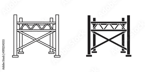 Scaffolding Structure Illustration with Different Line Weights and Styles