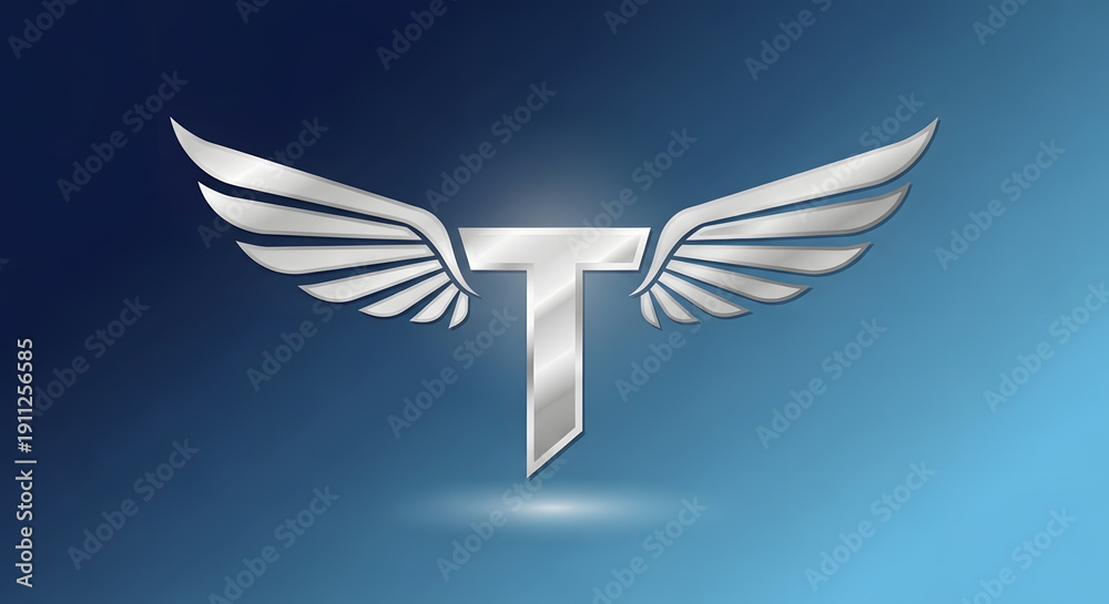 Fototapeta premium Creative monogram combining typography with avian wing elements