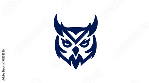 Stylized dark blue owl head icon with sharp features, representing wisdom, intelligence, and a predatory bird