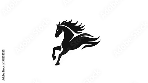 Dynamic Black Horse Silhouette Vector Icon Illustration. Stylized Galloping Stallion Logo Design for Speed, Power, and Elegance.