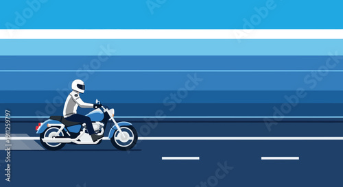 Riding A Motorcycle On A Flat Road Scene