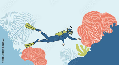 Scuba Diver Exploring Vibrant Coral Reefs Underwater Adventure