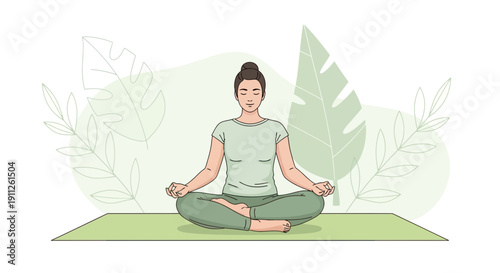 Serene Person Meditating in Lotus Pose Amongst Lush Greenery