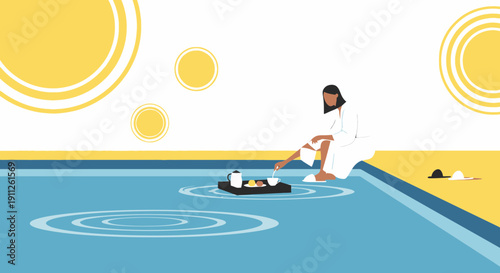 Serene Poolside Breakfast Ritual