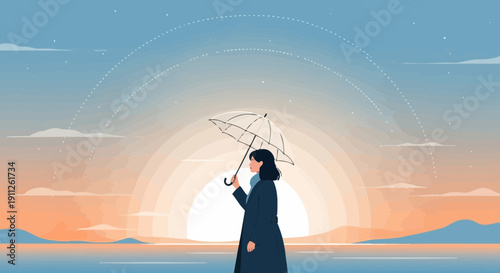 Serene Solitude Under An Evocative Sunset Sky