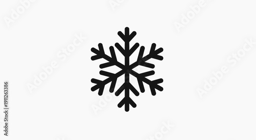 Minimalist Black Snowflake Icon, isolated white background