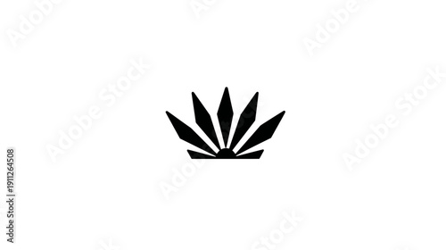 Stylized Abstract Black and White Graphic Design Element Resembling a Sun or Crown, Ideal for Modern Logos and Emblems