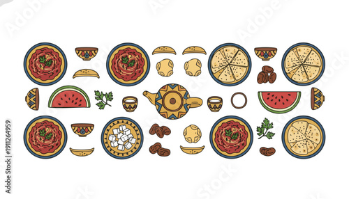 Premium Middle Eastern Cuisine Vector Pattern Banner for Global Hospitality Marketing and Cultural Event Branding