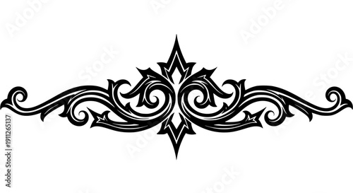 Striking black and white ornamental swirl border featuring intricate floral and vine motifs, perfect for elegant designs, invitations, and decorative accents in scalable vector format.