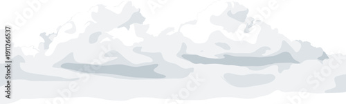 A serene landscape illustration of fluffy clouds against a soft, gradient sky viewed from a distance