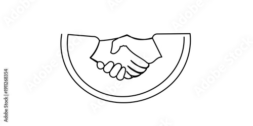 Continuous line drawing of handshake. Handshaking of business partners drawn by one single line. Vector illustration.line illustration of a handshake in business