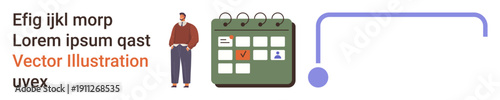 Time management, scheduling, business planning, organization tools, deadline reminders, productivity concepts. A man stands near a calendar with a marked date and a flowing blue line. Time management Free Download Time management, scheduling, business planning, organization tools, deadline reminders, productivity concepts. A man stands near a calendar with a marked date and a flowing blue line. Time management - GFXLoad