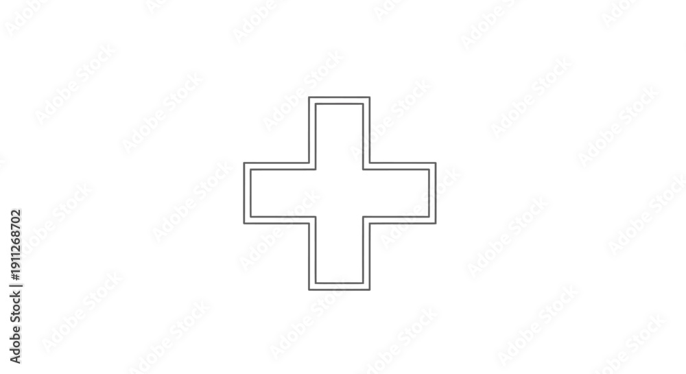 Obraz premium Outline Plus Sign Icon Vector Graphic on White Background for Medical, Positive, Increase, or Addition Concepts