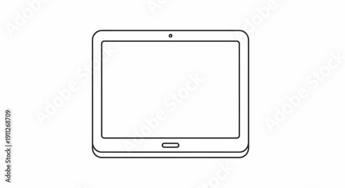 Modern generic tablet computer line art illustration. Blank screen digital smart device vector icon for technology and mobile apps.
