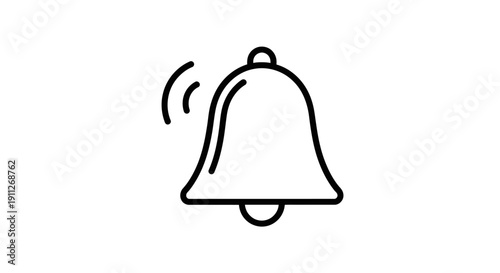 Ringing bell notification icon, alert symbol. Simple line art design for website UI, mobile app, and digital reminders.