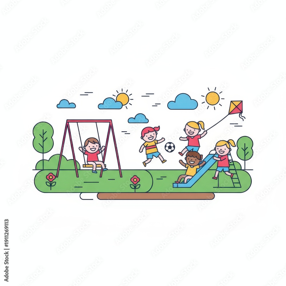 Obraz premium Children Playing in Playground.