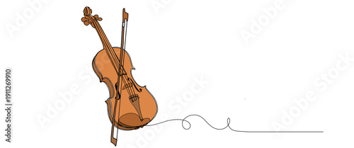 violin line art style drawing in simple colour. Vector eps	