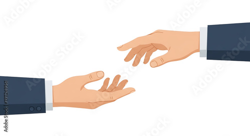 Two hands reaching out to each other in a gesture of connection, assistance, or collaboration