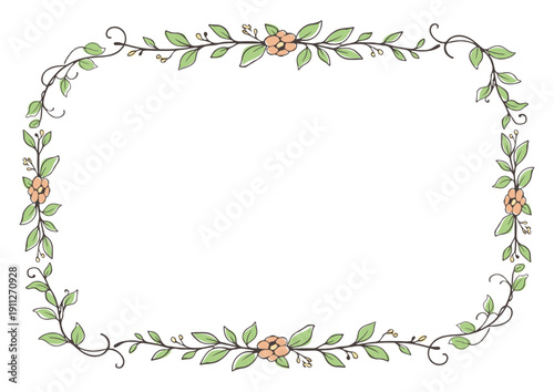 手描きボタニカルラインフレーム（横型）／Botanical Line Frame Horizontal