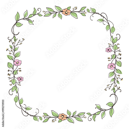 ラウンドスクエアのボタニカルフレーム／Rounded Botanical Square Frame