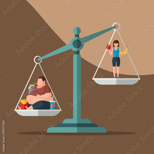 Man and Woman on Scale Comparison.