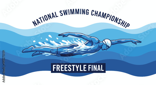 Dynamic Freestyle Swimmer In National Championship Competition