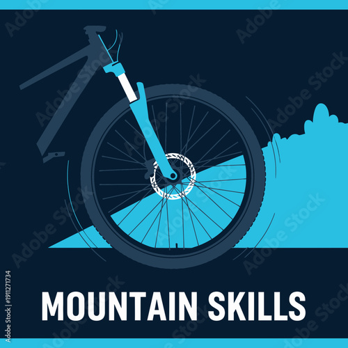 Dynamic Mountain Biking Illustration Showcasing Adventure and The Thrill of Cycling on Trails
