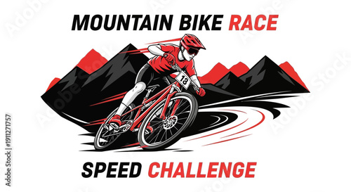 Dynamic Mountain Bike Race Speed Challenge Illustration