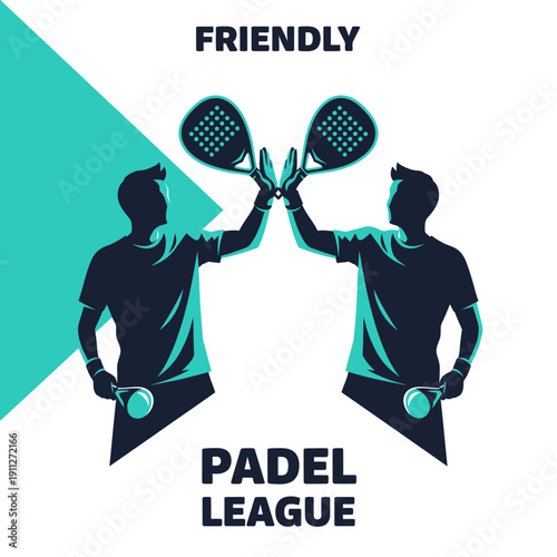 Dynamic Padel League Illustration Depicting Sportsmanship and Friendly Competition Design