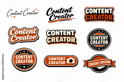 Content creator logo designs with bold typography and iconography