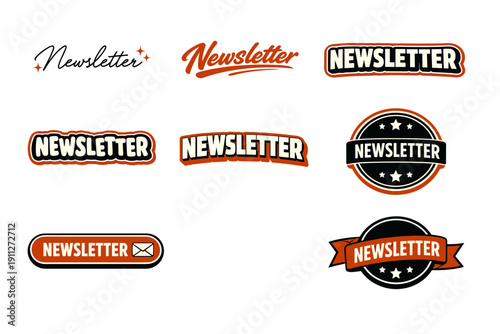 Variety of newsletter logos in different styles and designs