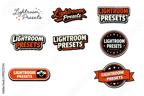 Creative lightroom presets logos collection with various designs and styles
