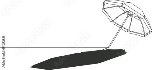 Simple line drawing of a beach umbrella and its shadow