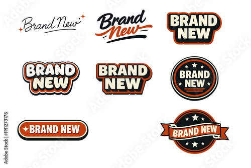 Collection of retro style brand new text logos in various designs
