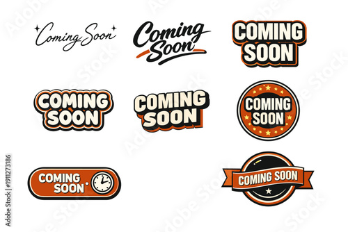 Variety of 'coming soon' designs in black and orange