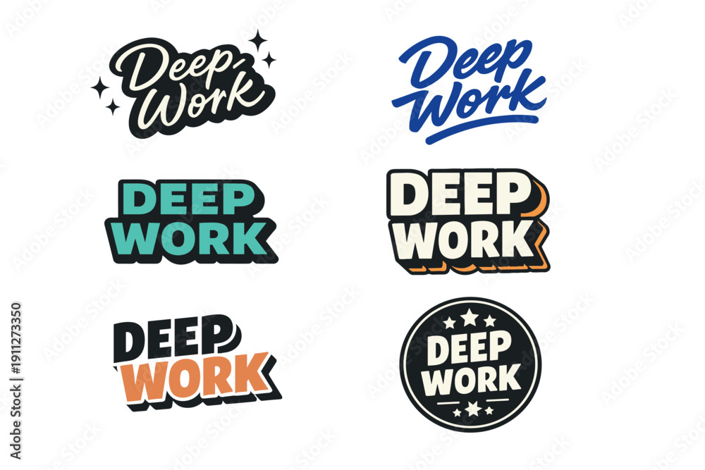 Obraz premium Creative typography designs: deep work logo variations