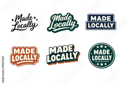 Diverse made locally logos in unique typography styles