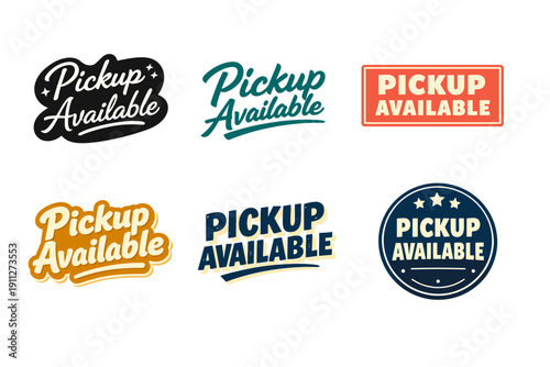 Pickup available labels collection in various styles and colors