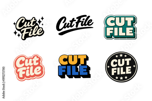 Variety of bold and stylized cut file text logo designs