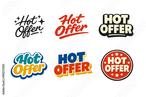 Creative hot offer designs in various styles and colors