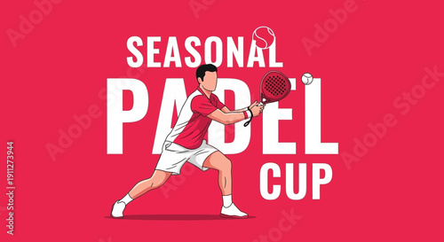 Dynamic Padel Player Action Seasonal Cup Graphic Design Sport
