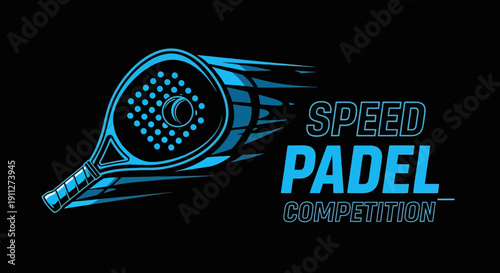 Dynamic Padel Racket Motion Graphic With Text Overlay For Sports Events