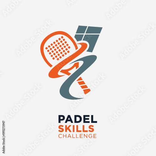 Dynamic Padel Racket With Abstract Swoosh And Sporty Element Logo